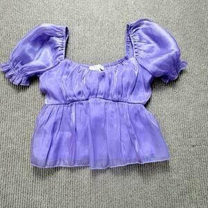 NWT Thirty Thirty LA lavender puff-sleeve mermaid top size medium